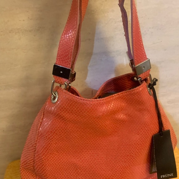 PRUNE Coral Leather Snake Print Design Shoulder Bag - Picture 1 of 13